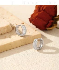 Luxury Circle Ear Buckle S925 Sterling Silver Sparkling VVS1 Clarity Moissanite Hoop <b>Earrings</b> for Women <b>Fine</b> Jewelry wholesale - Product Image 6