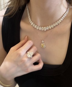 Collier tennis en or massif 14 carats avec diamants CVD ovales gradués de taille variable pour femme, diamants ovales de taille variable créés en laboratoire - Product Image 3