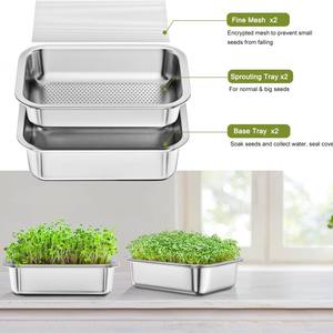 Vassoio per Semina Idroponica in Acciaio Inox 304 Rettangolare per Erba Gatto, Scatola per Vivaio e <span class=keywords><strong>Balcone</strong></span> - Product Image 2