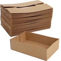 Plateaux alimentaires en papier Kraft personnalisés, boîte alimentaire en carton résistant à la graisse, plateaux jetables pliables brun porte-collation pour le cinéma