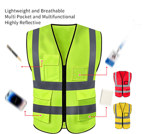 Chaleco de Seguridad Reflectante de Alta Visibilidad para Trabajo en Carreteras, Ropa de Seguridad para <span class=keywords><strong>la</strong></span> Construcción, Venta al Por Mayor - Product Image 2