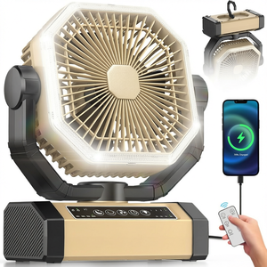 Ventilateur de camping rechargeable de 9 pouces avec lumière, télécommande, moteur DC, alimenté par batterie, ventilateur portable d'extérieur - Product Image 1