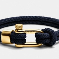 Bracelet en corde nautique à double brin pour homme et femme avec fermoir en acier inoxydable en forme de U, bracelets à enrouler pour cadeau