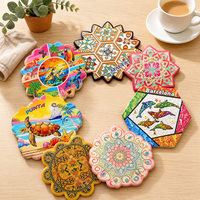Sous-verres en céramique 3D personnalisés en relief, absorbants, en pierre, avec support en liège, pour la décoration intérieure, cadeau, vente en gros