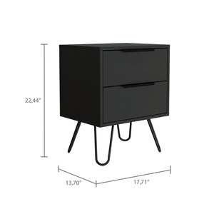 Augusta 2 <b>Drawer</b> Nightstand Black Hairpin Legs <b>Side</b> <b>Table</b> End <b>Table</b> - Product Image 5