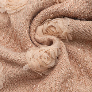 Warm Soft Stretch 240gsm Polyester Rayon Spandex Flower Rose Knit Embroidery <strong>Hacci</strong> Sweater <strong>Fabric</strong> - Product Image 6