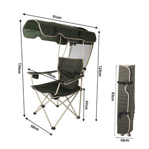Chaise de pêche pliable légère en aluminium pour l'extérieur, la plage et les vacances, avec parasol anti-moustiques - Product Image 2