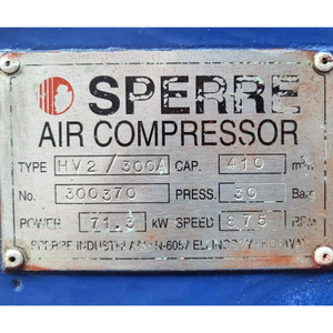 Démarreur marin SPERRE HV2/300A robuste, 410 M/h, 30 bars, 71,5 kW de puissance, 875 tr/min pour usage marin (occasion, livraison immédiate) - Product Image 3
