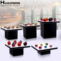 Huadison Autres fournitures pour hôtels et restaurants Ensemble de table à dessert en acrylique Présentoir à buffet pour gâteau et collation Support à gâteau blanc élégant