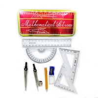 Juego de 9 piezas de compás y dibujador de metal profesional, kit de herramientas de geometría para niños escolares, caja metálica multifunción roja