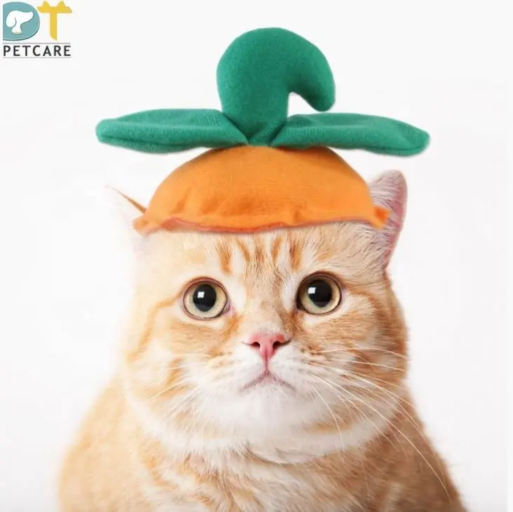 2021 New Pet Funny Headgear Dog Cat Halloween Hat Green Leaf Pumpkin Headgear Funny Supplies