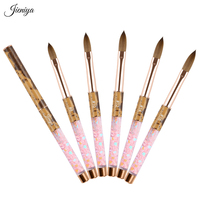 Pinceaux à logo personnalisé 100% pur Kolinsky, poils plats, manche en bois texturé, pour ongles en acrylique