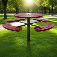 Table et chaises de jardin en fer robuste de 46 pouces, style moderne, avec trou rond rouge, pour l'école, la maison, le bar, la cour, la terrasse