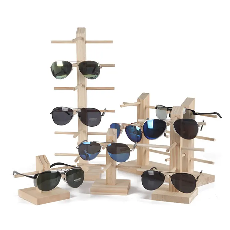 Custom Natural Wood Glasses Display Rack Wholesale Sunglasses Holder Eyewear Display Stands