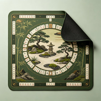 Tapis de Mahjong Vert Forêt, Motif Champignons et Écureuils d'Automne, Antidérapant en Microfibre, Tapis de Table de Mahjong Américain pour 4 Joueurs