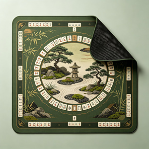 Tapis de Mahjong Vert Forêt, Motif Champignons et Écureuils d'Automne, Antidérapant en Microfibre, Tapis de Table de Mahjong Américain pour 4 Joueurs - Product Image 6