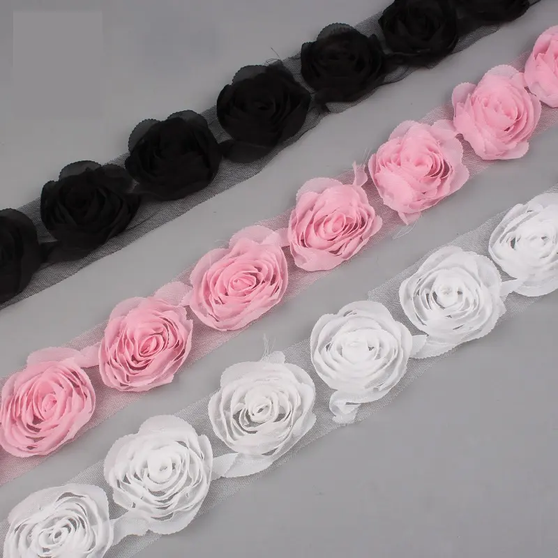 Colori moda Chic Shabby Chiffon fiori per bambini accessori per capelli 3d tessuto fiori per fai da te ornamenti