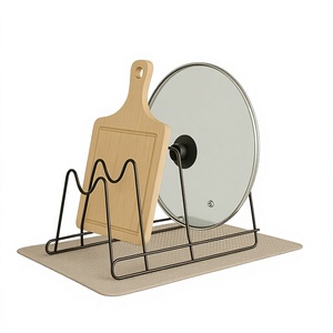 Support de planche à découper et de couvercles, construction en fer, support de rangement de cuisine, minimaliste - Product Image 2