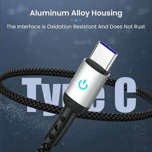 Wholesale Nylon Braided Aluminum Alloy Usb <b>Cable</b> Mobile Phone Fast Charging Usb Data <b>Cable</b> <b>Type</b> <b>C</b> with Light for Phone 15 16 Pro - Product Image 4