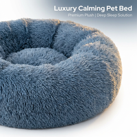 Coussin rond de luxe moderne et personnalisé pour animaux de compagnie, lavable, doux, moelleux, en peluche, design uni protecteur pour chiens et chats