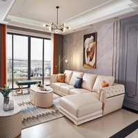 Mobilier moderne de salon le plus récent ensemble de fauteuil canapé en forme de L en cuir de luxe