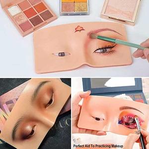 Planche d'entraînement au maquillage réaliste 3D en silicone pour les yeux et le visage, panneau réutilisable en peau bionique pour la pratique de l'ombre à paupières et du maquillage des sourcils pour débutants - Product Image 5