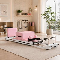 Kit de Pilates pliable rose pour studio et maison |   Optimisation de l'espace, glissement silencieux, idéal pour les petits appartements, facile à ranger