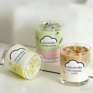 Bougie parfumée Ascendia en cire de soja, dans un bocal en verre, faite à la main, aromathérapie, parfum dessert, décoration d'intérieur, style mignon, forme cylindrique - Product Image 2