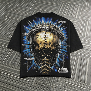 T-shirt Streetwear Personnalisé OEM ODM, T-shirt Graphique DTG Personnalisé, T-shirt Vintage Délavé à l'Acide, T-shirts Personnalisés à Motif 3D, 100% Coton - Product Image 2