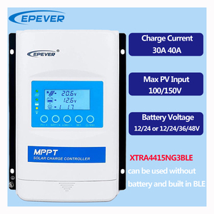 Contrôleur de charge solaire MPPT <span class=keywords><strong>EPEVER</strong></span> <span class=keywords><strong>XTRA</strong></span> 30A 40A, entrée PV max. 150V ou 100V, BLE en option intégré, régulateur solaire automatique 12V 24V - Product Image 1