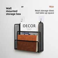Organizador de Escritorio Metálico de Pared, Porta Archivos, Estante de Almacenamiento en Capas sin Perforaciones, Caja de Almacenamiento Minimalista
