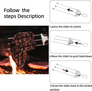 Pinchos de Metal Reutilizables de Acero Inoxidable Personalizados con Barra de Empuje y Mango Largo Multifunción para Asar y Acampar al Aire Libre - Product Image 4