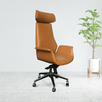 Chaise de bureau de direction de luxe à dossier haut en cuir véritable avec appui-tête