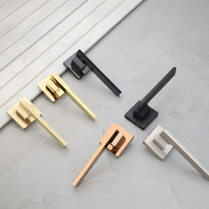 Minimalist Square Door <b>Handle</b> Set Brass Gold Black Rose Gold Matte White Finish Bathroom Hardware Screw-In Installation - Product Image 1