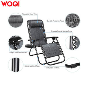 เก้าอี้พักผ่อนกลางแจ้ง Woqi Zero Gravity ปรับเอนได้ พร้อมหมอน พับเก็บได้ สีเทา - Product Image 5