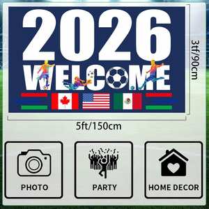 Bandera Decorativa Internacional de Fútbol 2026, Diseño de Bandera Global, Pancarta de Animación Preparada para Aficionados al Fútbol - Product Image 2