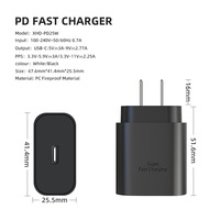 Chargeur mural USB PD 25W ultra-rapide, port Type-C, matériau PC ignifuge, chargeur rapide pour mobile