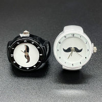 Montre bague simple et polyvalente pour hommes et femmes, couples, montre bague barbe noire et blanche