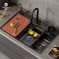 Robinet numérique intelligent à cascade en acier inoxydable 304, évier de cuisine moderne multifonctionnel à grand bac unique