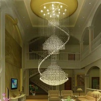 Fabrication sur mesure de luminaires suspendus de luxe pour hôtel, grands et longs, pour plafond, éclairage LED, escalier, lustre moderne en cristal