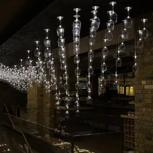 Bar suspension luminaire led verre soufflé verre à vin plafond suspendu lustre éclairage pour magasin restaurant hôtel villa