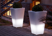 Macetas Luminosas Coloridas para Jardín, Macetas de Plástico con Diseño de Escultura, Lámpara de Pie para Fiestas, Maceta Luminosa