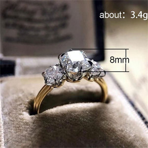 Anello in zircone bicolore per donna, elegante gioiello da dito intarsiato alla moda - Product Image 5