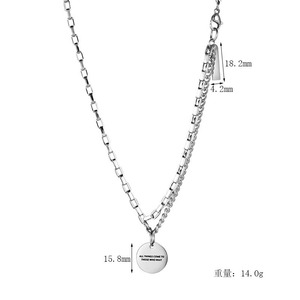 Collar Personalizado con Letras en Disco Redondo, Estilo Cubano, Unisex, Hip Hop, Cadena con Clip, R.GEM. Acero Inoxidable de Doble Capa para Empalmes - Product Image 3