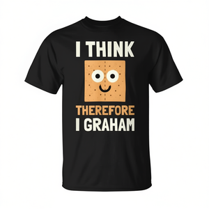 Camiseta I Think Therefore I Graham con diseño divertido de juego de palabras de comida, unisex, talla para adultos - Product Image 2
