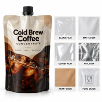 Concentré de café froid personnalisé en pochette souple avec bec verseur pour café à emporter, vente au détail, bureau, voyage, approvisionnement en gros