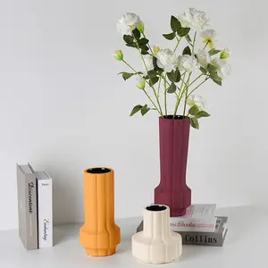 Vase moderne Simple Morandi à large bouche de couleur Vase créatif en céramique pour Arrangement de fleurs