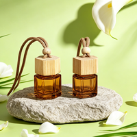 Flacon diffuseur de parfum de voiture vide de 10 ml, avec bouchon en bois esthétique, contenant en verre octogonal pour huiles essentielles, à suspendre