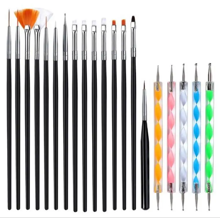 20PCS Nail Art Design Dotting Painting Drawing Polish Brush Pen Tools Set Nail Art Phototherapy Brush Point Drill Pen Tool Set