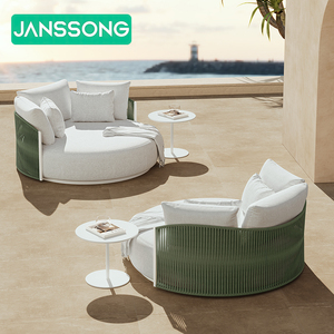 Chaises longues d'extérieur Lit de repos en aluminium Mobilier de patio en métal Chaise longue Lit de repos en corde Mobilier d'extérieur Lit de bronzage Meubles au bord de la piscine - Product Image 1